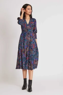 Flash Sale Robe midi col V en crêpe viscose imprimé SCULPTURE Robes Imprimées|Robes Longues