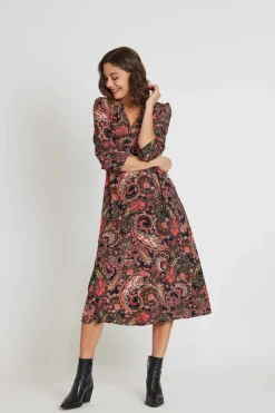 Flash Sale Robe midi col V en crêpe viscose imprimé SCULPTURE Robes Imprimées|Robes Longues