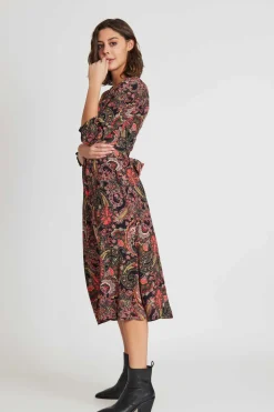 Flash Sale Robe midi col V en crêpe viscose imprimé SCULPTURE Robes Imprimées|Robes Longues