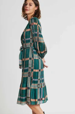 New Robe midi plissée à carreaux SEVERINE Robes Imprimées|Robes Longues