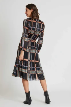 New Robe midi plissée à carreaux SEVERINE Robes Imprimées|Robes Longues