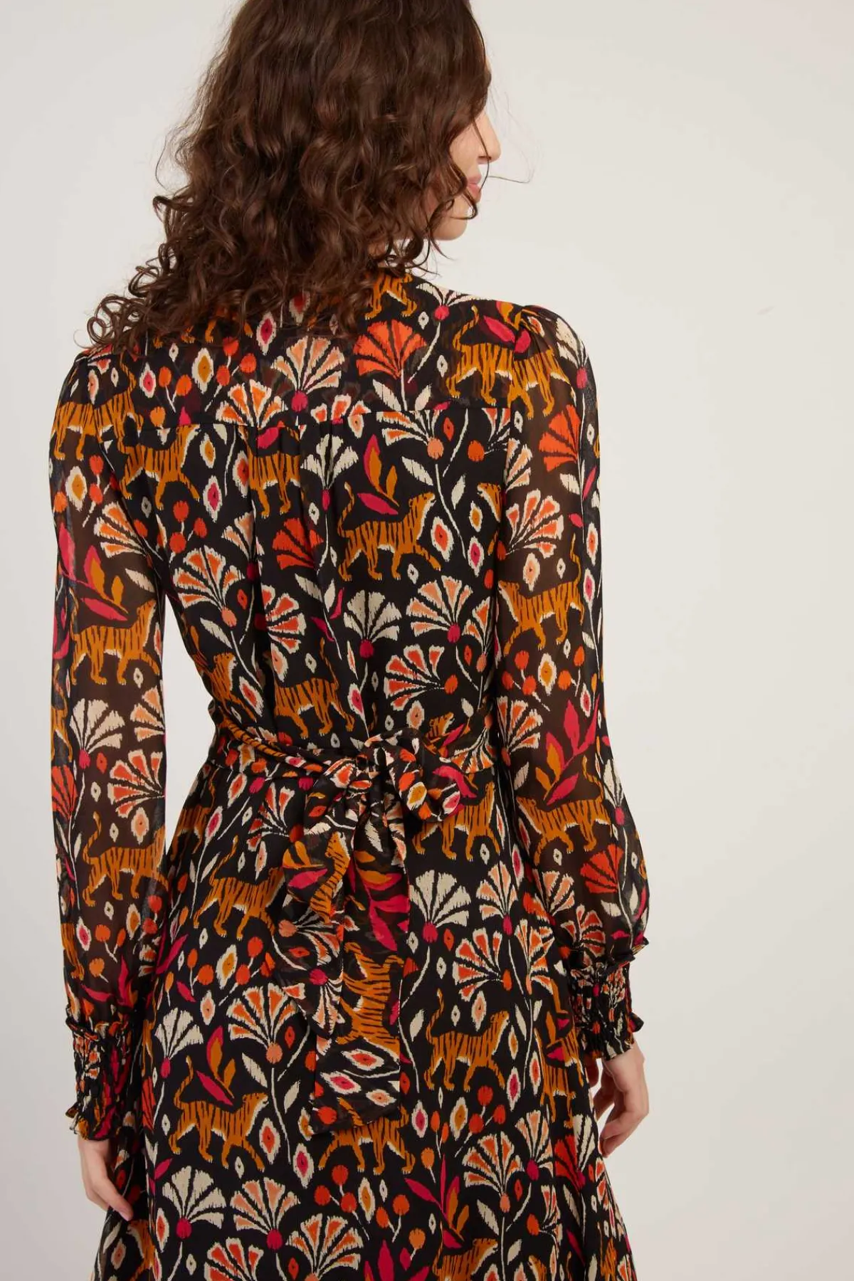 Sale Robe mi-longue en georgette imprimée BEATA Robes Imprimées|Robes Longues