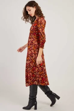 Sale Robe mi-longue en georgette imprimée BEATA Robes Imprimées|Robes Longues