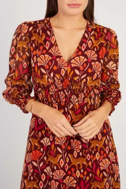 Sale Robe mi-longue en georgette imprimée BEATA Robes Imprimées|Robes Longues