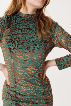 Cheap Robe mi-longue en jersey stretch à manches longues DEBORAH Robes Imprimées|Robes Longues