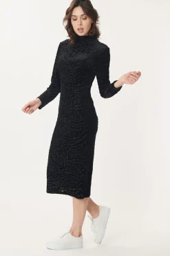 Cheap Robe mi-longue en jersey stretch à manches longues DEBORAH Robes Imprimées|Robes Longues