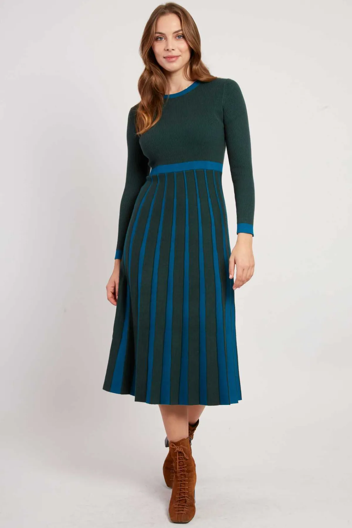 New Robe mi-longue en maille bicolore JEANNETTE La Maille|Robes Longues