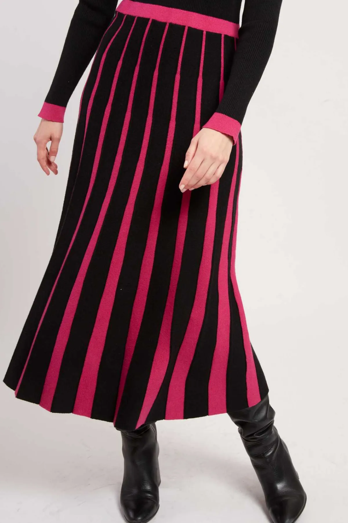 New Robe mi-longue en maille bicolore JEANNETTE La Maille|Robes Longues