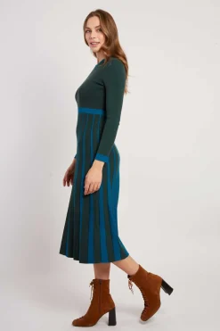 New Robe mi-longue en maille bicolore JEANNETTE La Maille|Robes Longues