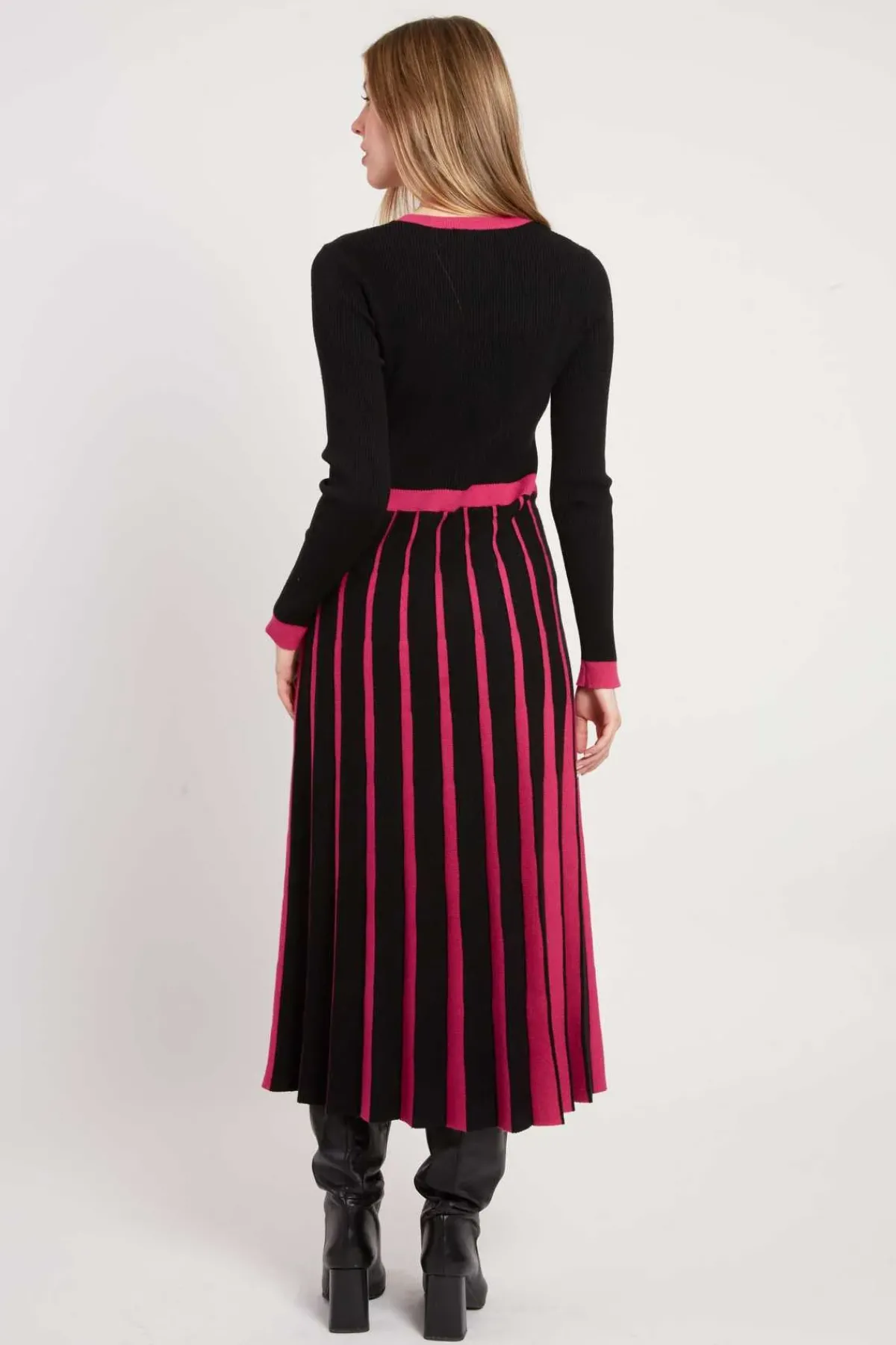 New Robe mi-longue en maille bicolore JEANNETTE La Maille|Robes Longues