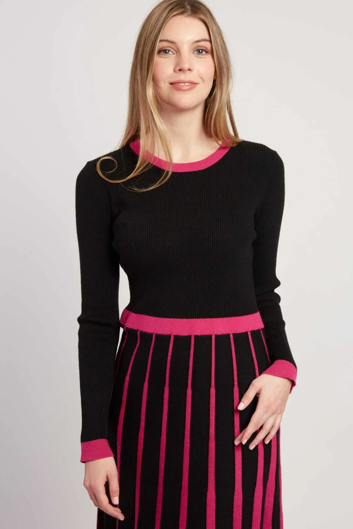 New Robe mi-longue en maille bicolore JEANNETTE La Maille|Robes Longues