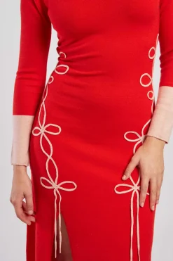 Discount Robe mi-longue en maille bicolore col V JOSIE La Maille|Robes Longues