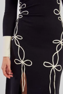 Discount Robe mi-longue en maille bicolore col V JOSIE La Maille|Robes Longues