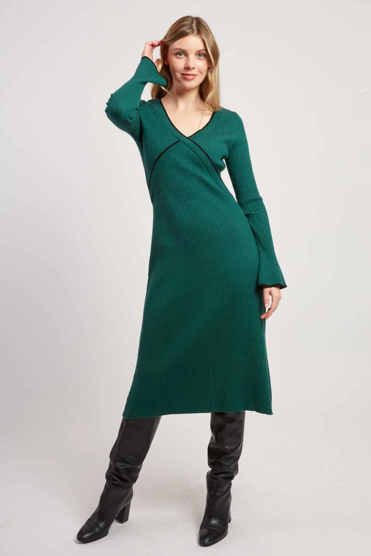 Cheap Robe mi-longue en maille côtelée JAMAICA Robes Longues|La Maille