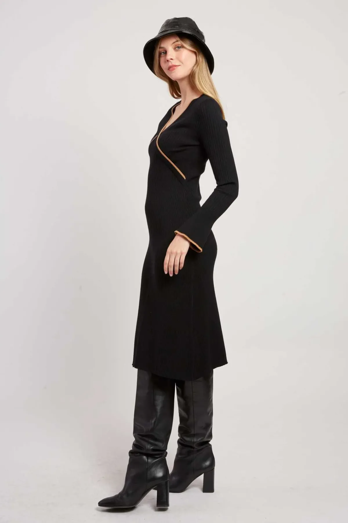 Cheap Robe mi-longue en maille côtelée JAMAICA Robes Longues|La Maille