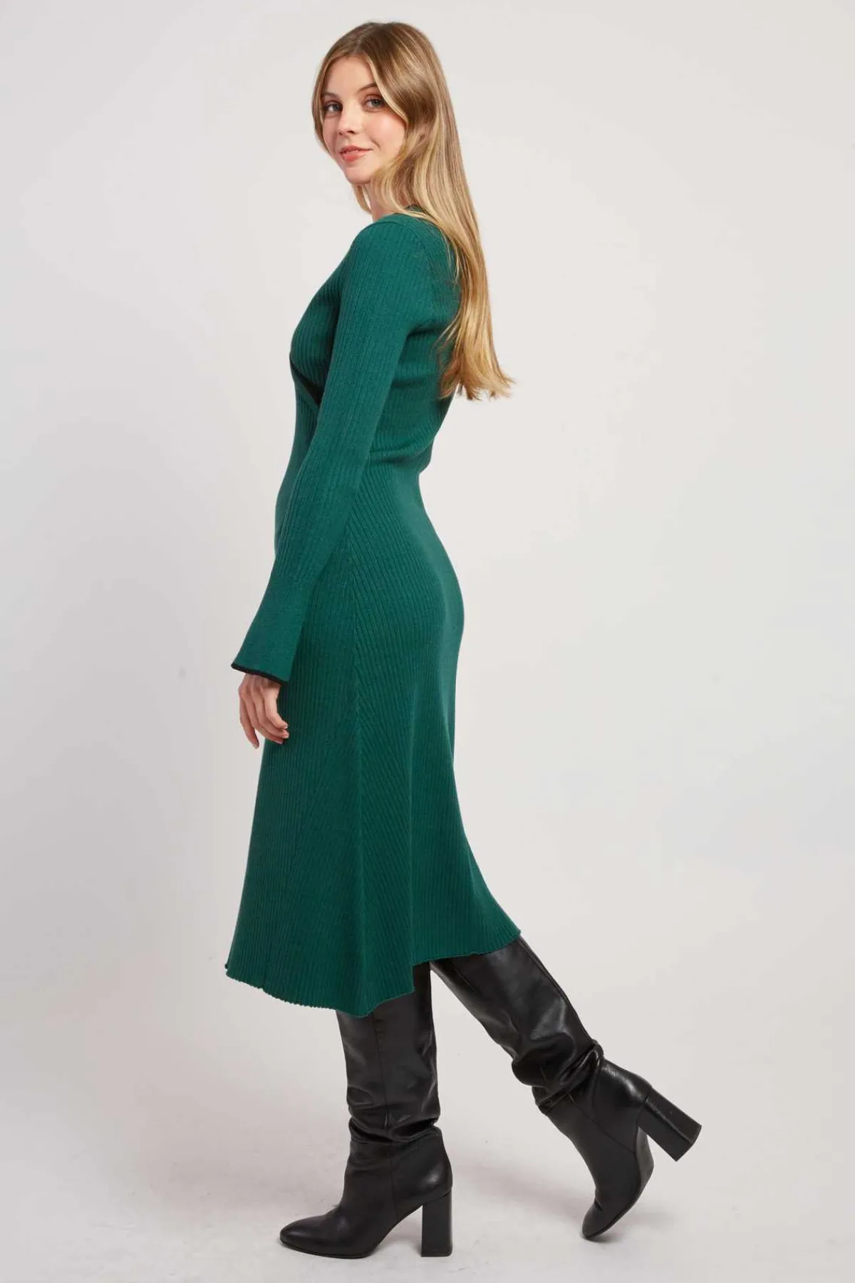 Cheap Robe mi-longue en maille côtelée JAMAICA Robes Longues|La Maille