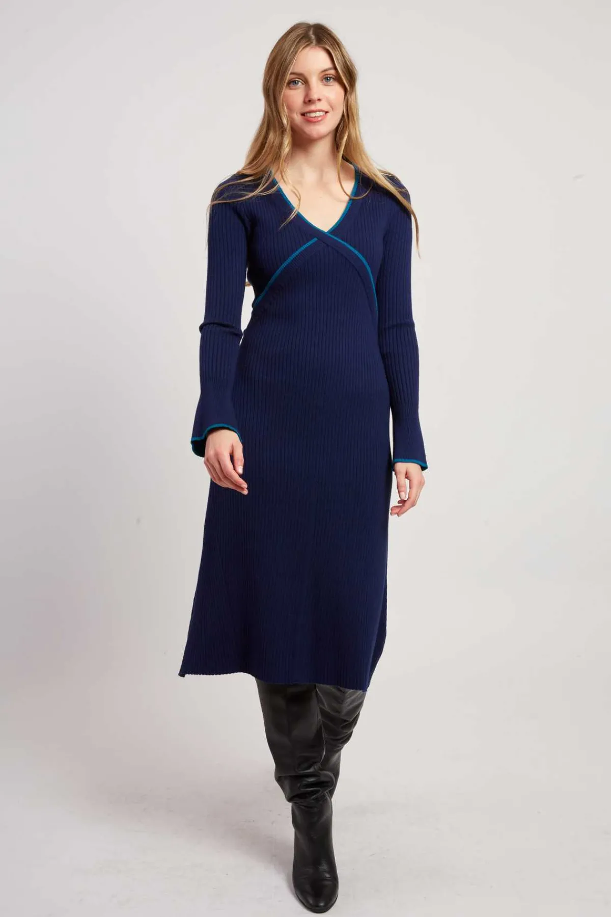 Cheap Robe mi-longue en maille côtelée JAMAICA Robes Longues|La Maille