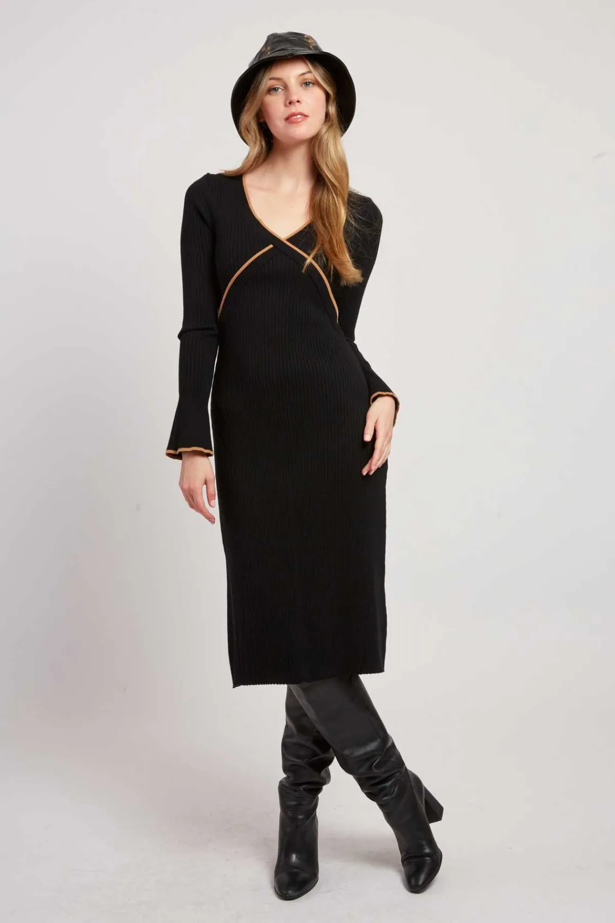 Cheap Robe mi-longue en maille côtelée JAMAICA Robes Longues|La Maille