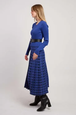 Shop Robe mi-longue en maille graphique JAVA La Maille|Robes Longues