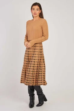 Shop Robe mi-longue en maille graphique JAVA La Maille|Robes Longues