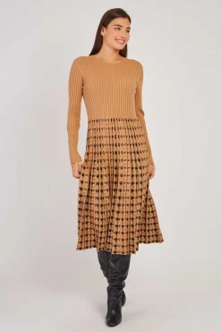 Shop Robe mi-longue en maille graphique JAVA La Maille|Robes Longues