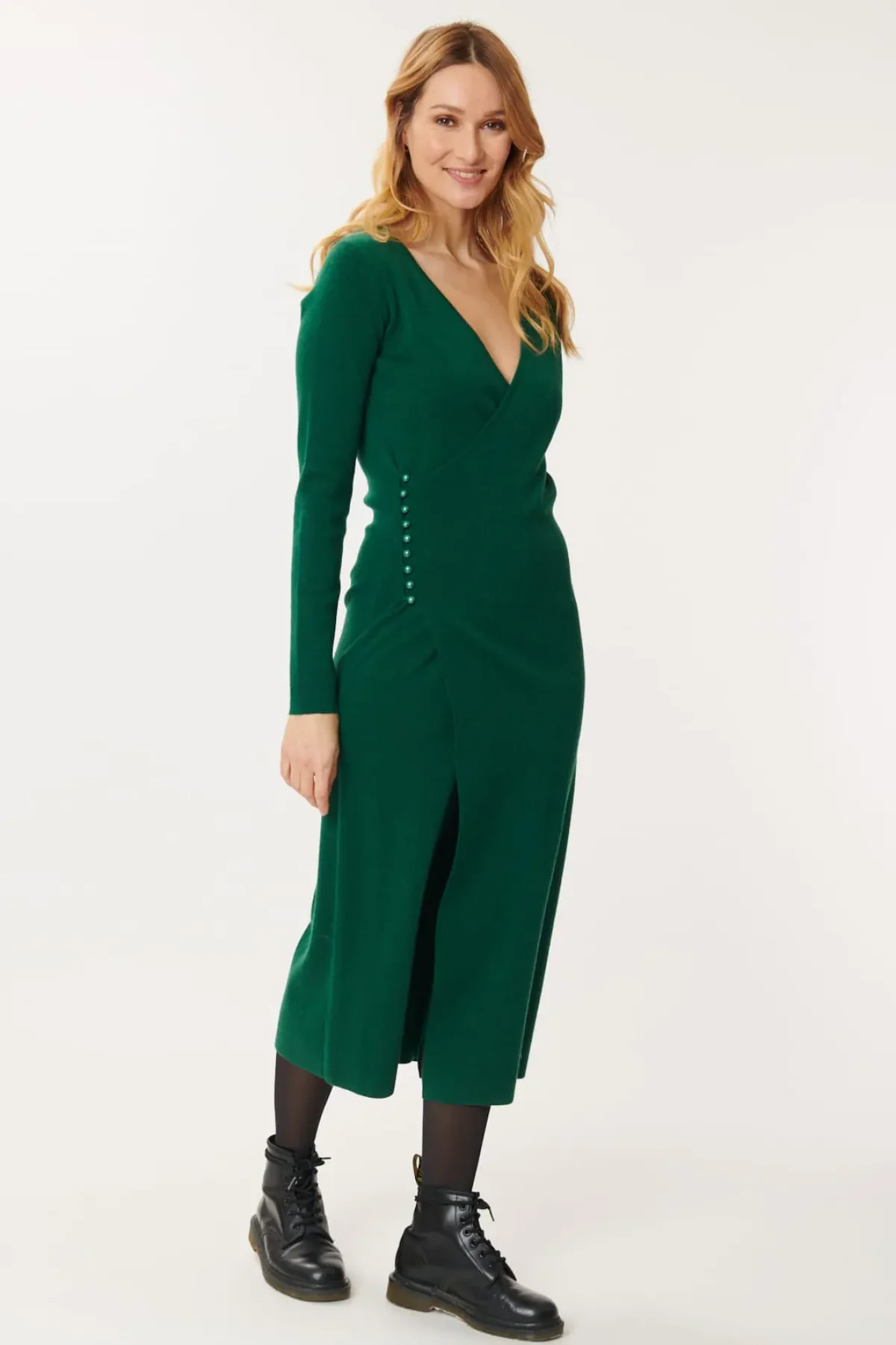 Clearance Robe mi-longue en maille unie GAVINA La Maille|Robes Longues