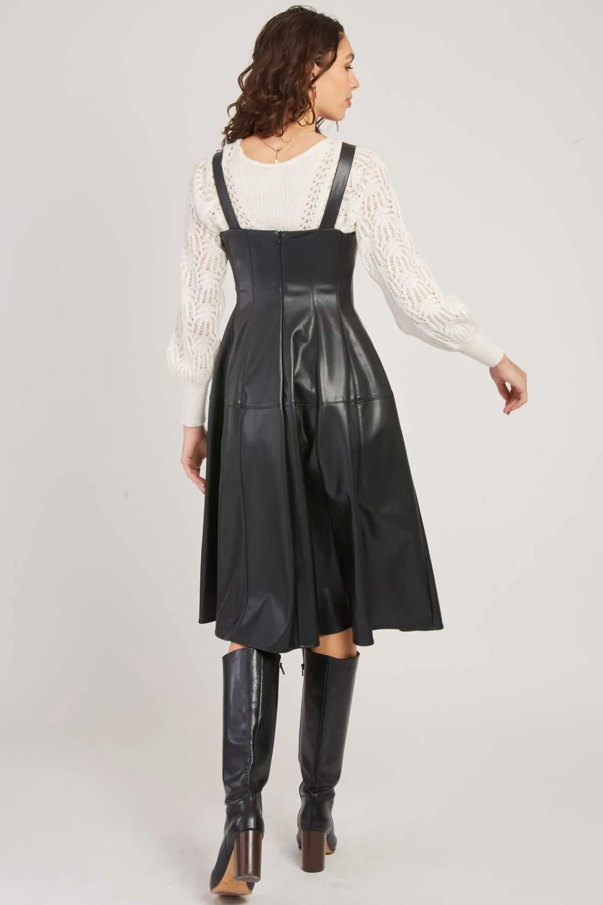 Online Robe mi-longue en similicuir VALESKA Robes Longues