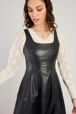 Online Robe mi-longue en similicuir VALESKA Robes Longues