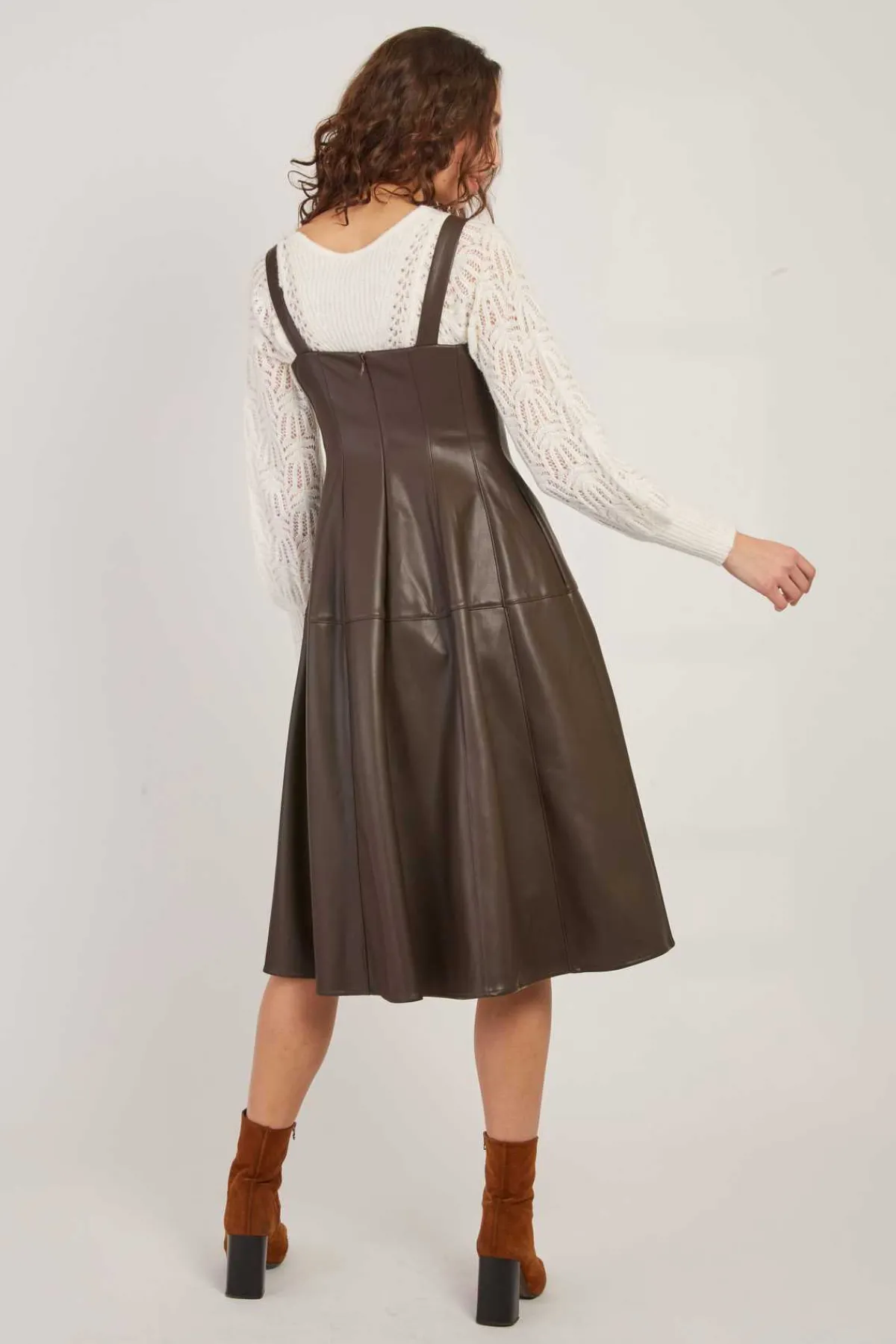 Online Robe mi-longue en similicuir VALESKA Robes Longues