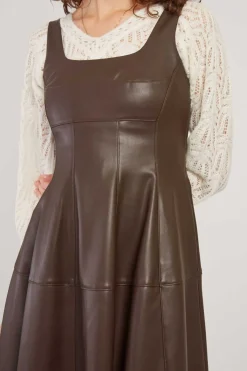 Online Robe mi-longue en similicuir VALESKA Robes Longues