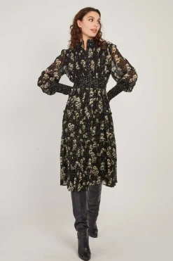 Outlet Robe Mi-Longue Imprimée Manches Longues BELLISSIMA Robes Imprimées|Robes Longues