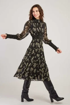 Outlet Robe Mi-Longue Imprimée Manches Longues BELLISSIMA Robes Imprimées|Robes Longues