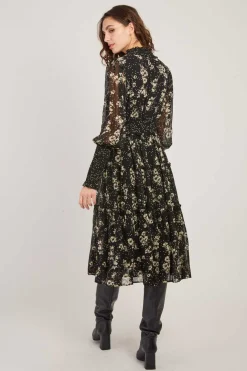 Outlet Robe Mi-Longue Imprimée Manches Longues BELLISSIMA Robes Imprimées|Robes Longues