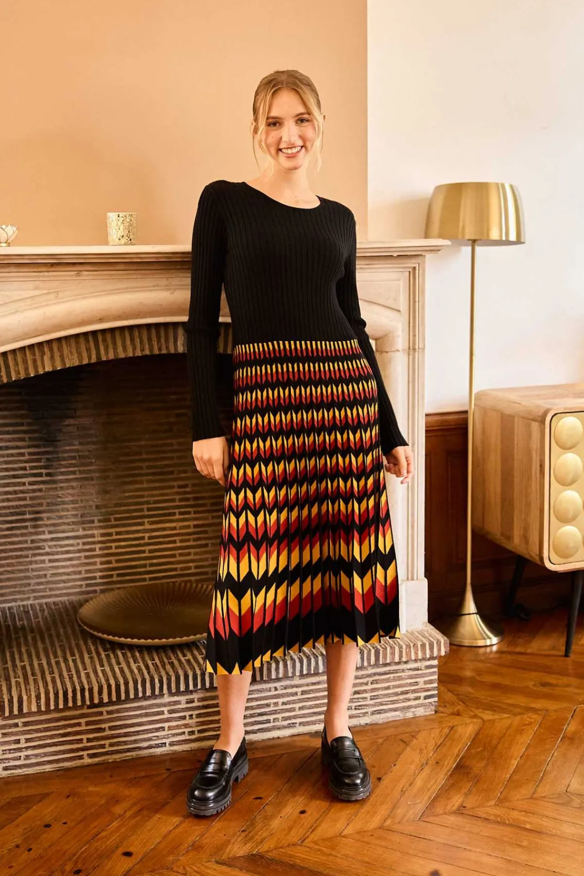 Flash Sale Robe mi-longue manches longues en maille JAZZ La Maille|Robes Longues