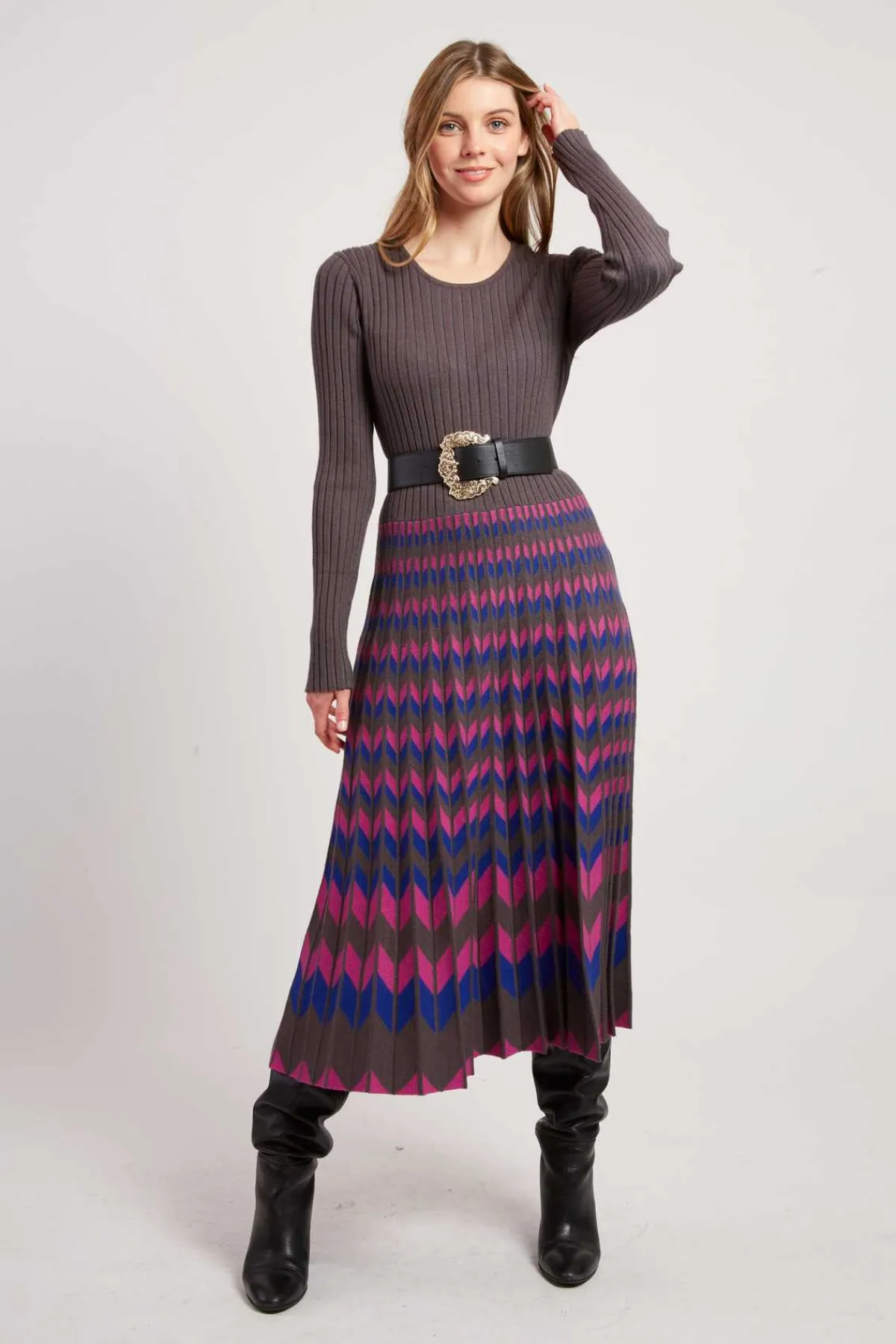 Flash Sale Robe mi-longue manches longues en maille JAZZ La Maille|Robes Longues