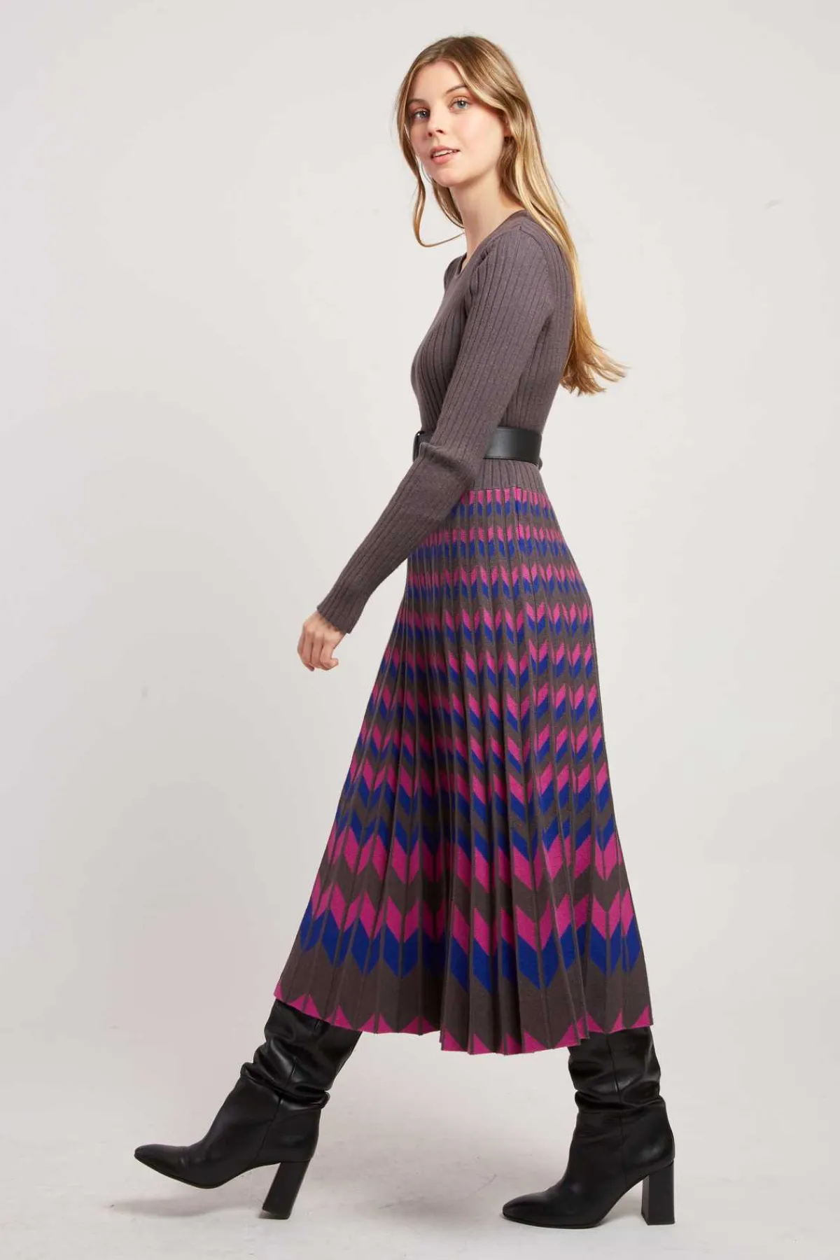 Flash Sale Robe mi-longue manches longues en maille JAZZ La Maille|Robes Longues