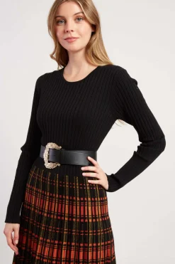 Cheap Robe mi-longue manches longues en maille JEANNE La Maille|Robes Longues