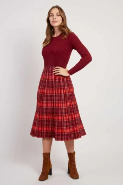 Cheap Robe mi-longue manches longues en maille JEANNE La Maille|Robes Longues