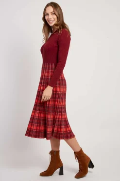 Cheap Robe mi-longue manches longues en maille JEANNE La Maille|Robes Longues