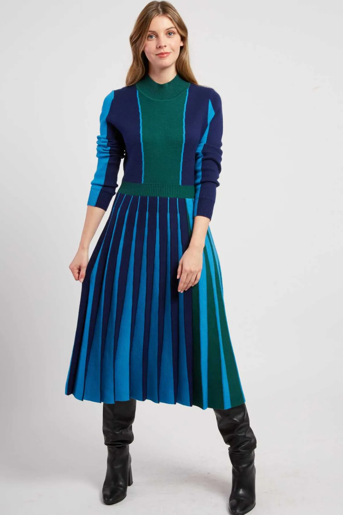 Clearance Robe mi-longue manches longues en maille JAMIE La Maille|Robes Longues