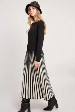 Best Sale Robe mi-longue manches longues en maille VALERIANE Robes Longues