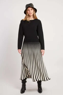 Best Sale Robe mi-longue manches longues en maille VALERIANE Robes Longues