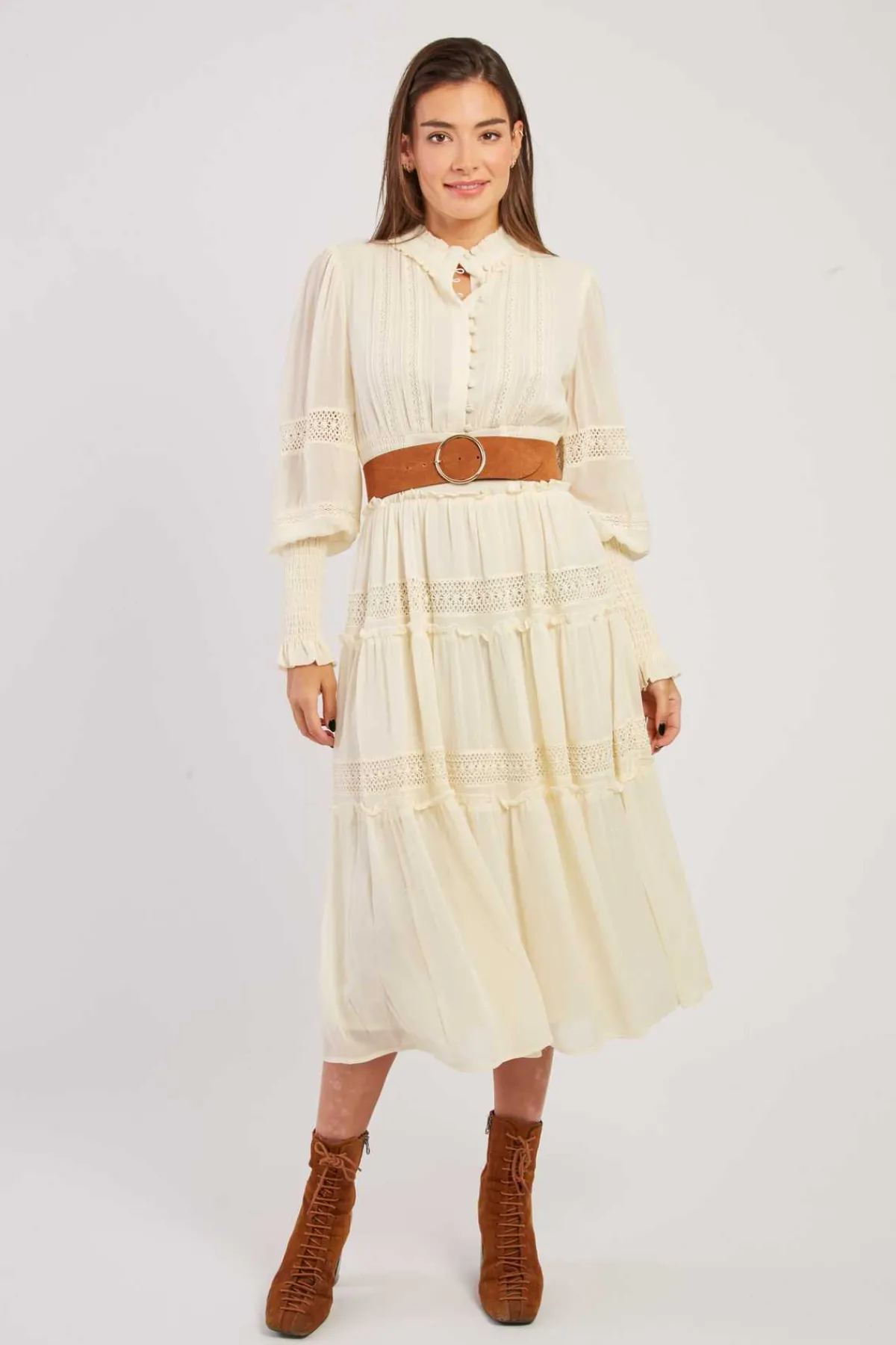 Cheap Robe mi-longue unie avec dentelle VELMA Robes Longues