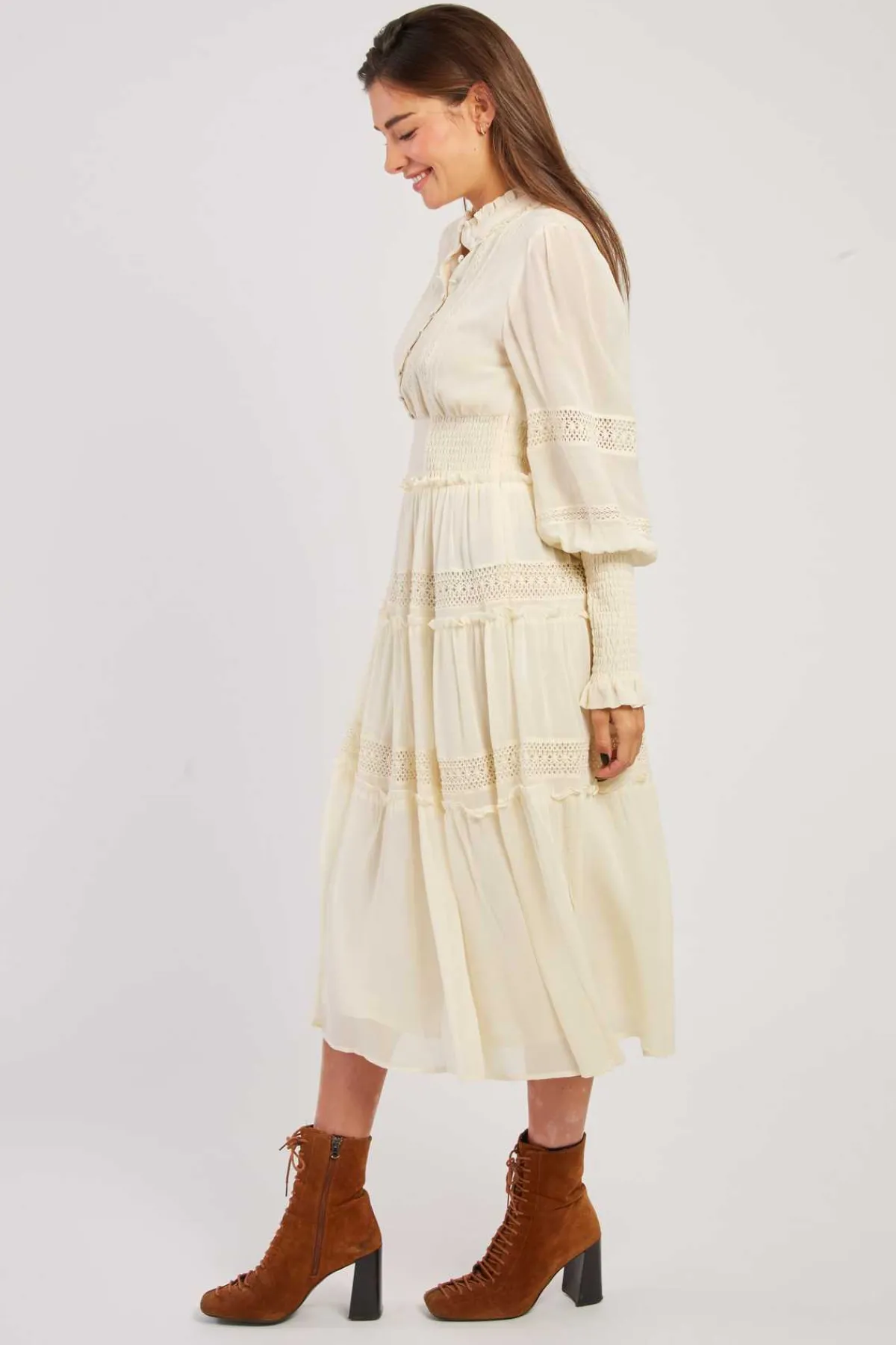 Cheap Robe mi-longue unie avec dentelle VELMA Robes Longues