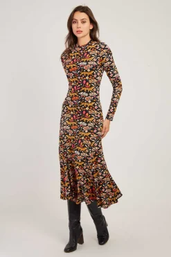 Flash Sale Robe moulante imprimée manches longues BENEDICTE Robes Imprimées|Robes Longues