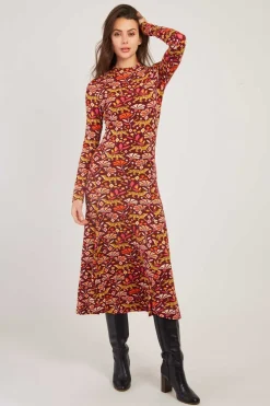 Flash Sale Robe moulante imprimée manches longues BENEDICTE Robes Imprimées|Robes Longues