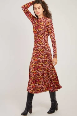 Flash Sale Robe moulante imprimée manches longues BENEDICTE Robes Imprimées|Robes Longues