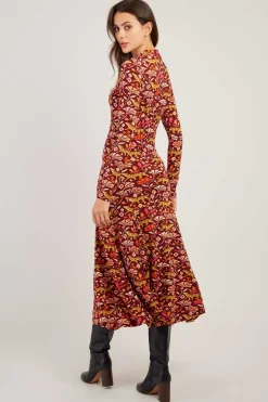 Flash Sale Robe moulante imprimée manches longues BENEDICTE Robes Imprimées|Robes Longues