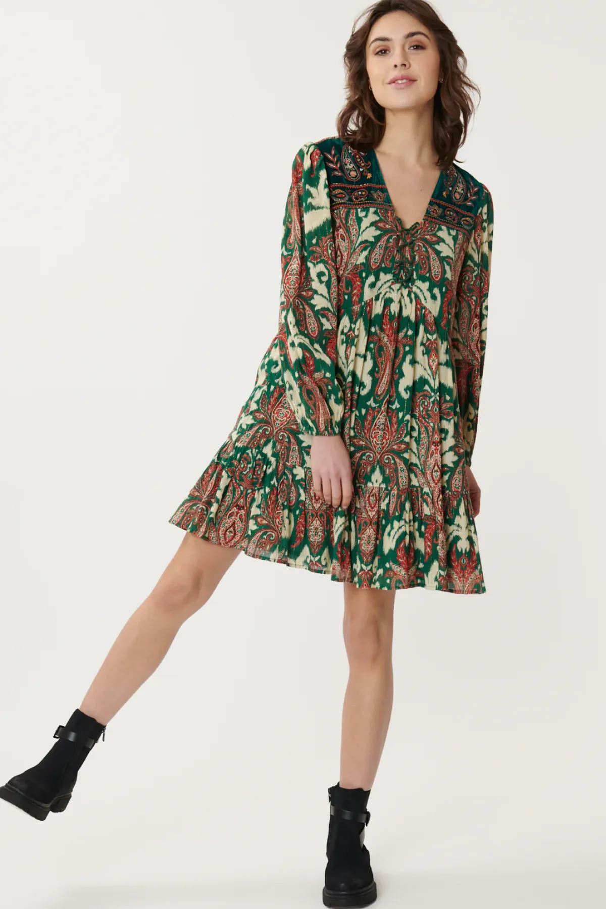 New Robe Paisley Brodée AGRIPPINE Robes Imprimées|Robes Courtes