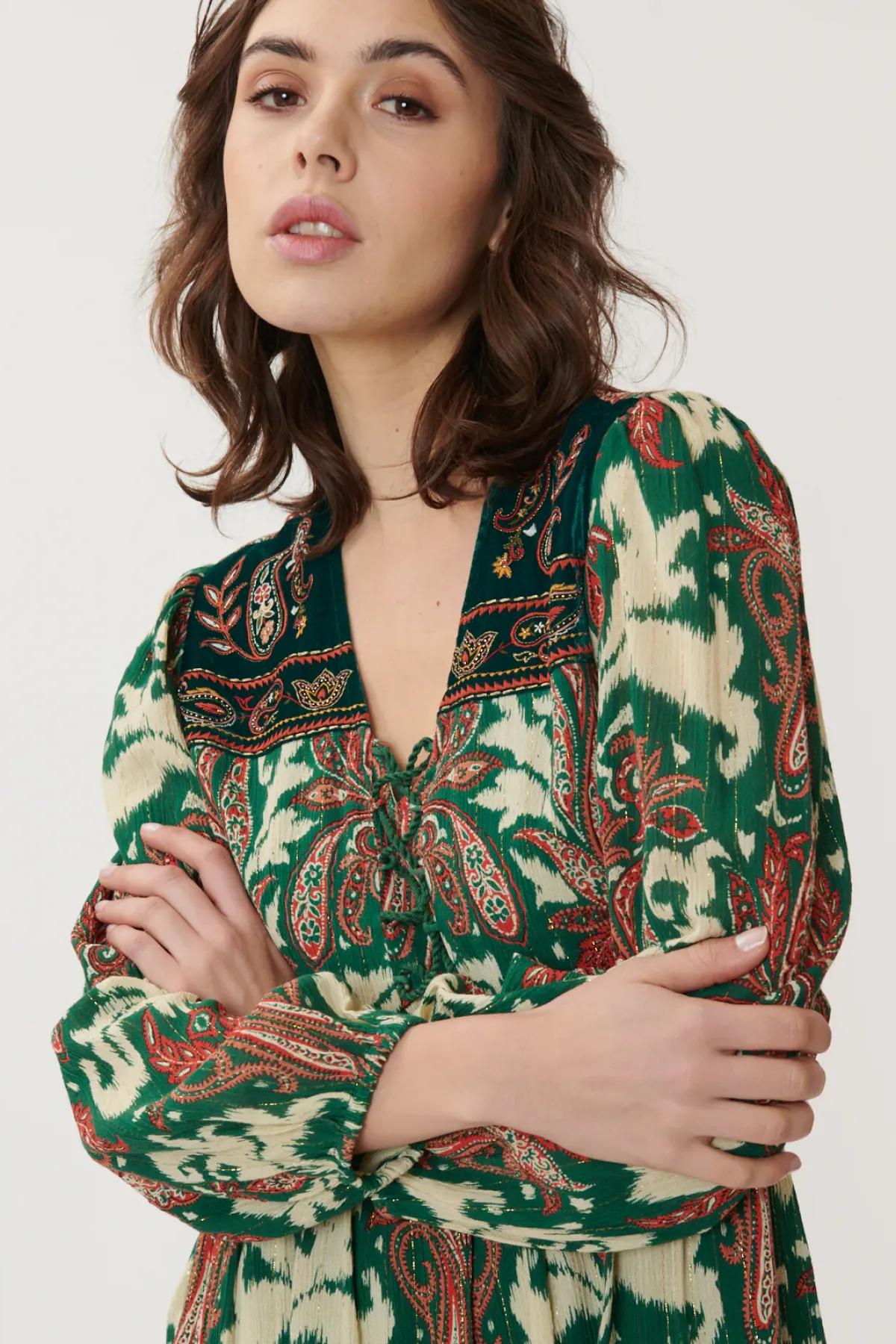 New Robe Paisley Brodée AGRIPPINE Robes Imprimées|Robes Courtes